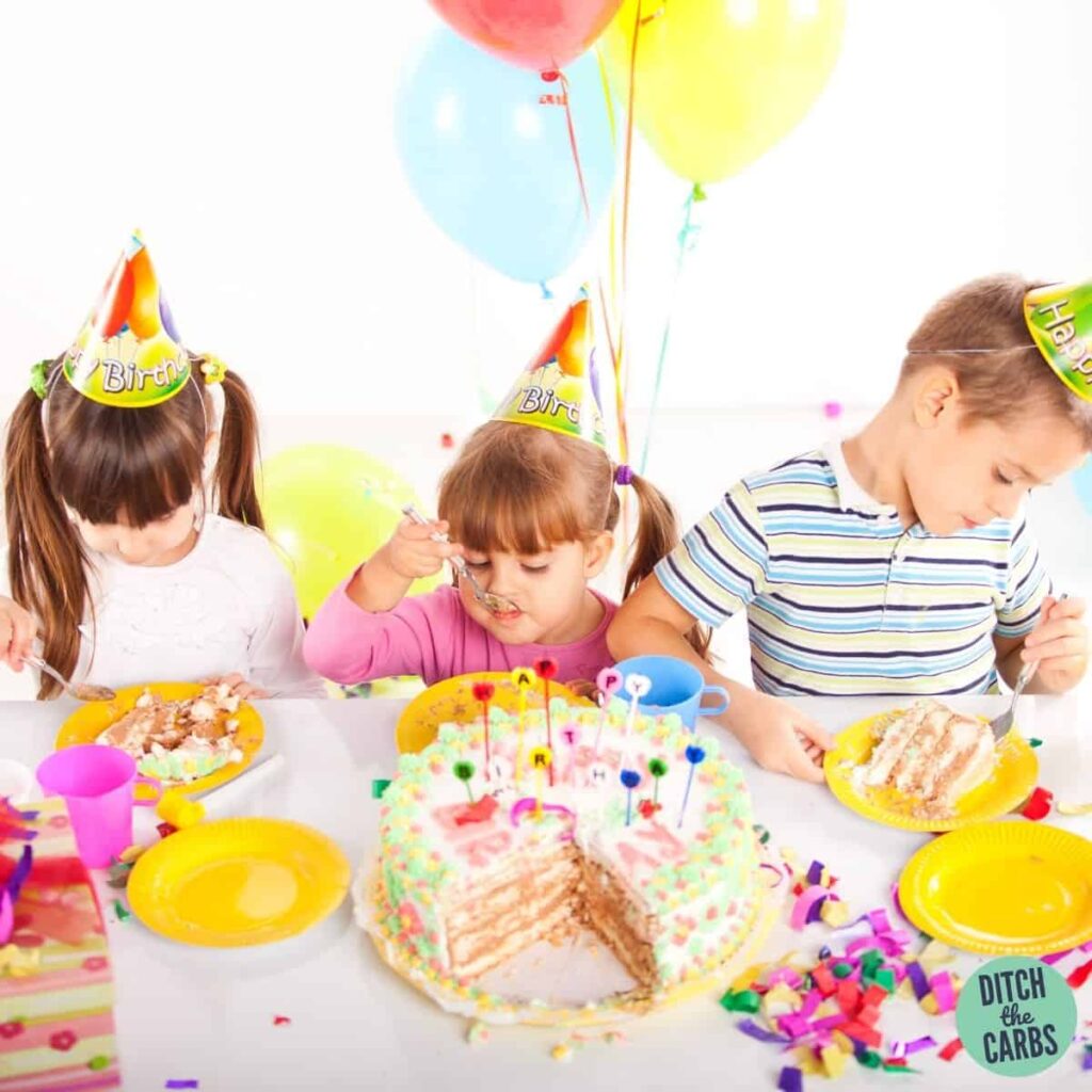 kids eating healthy party food