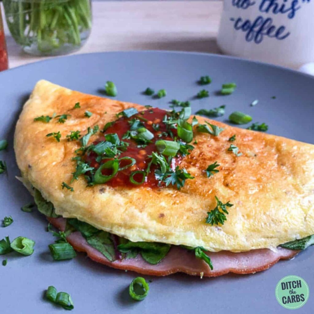 omelette on a blue plate